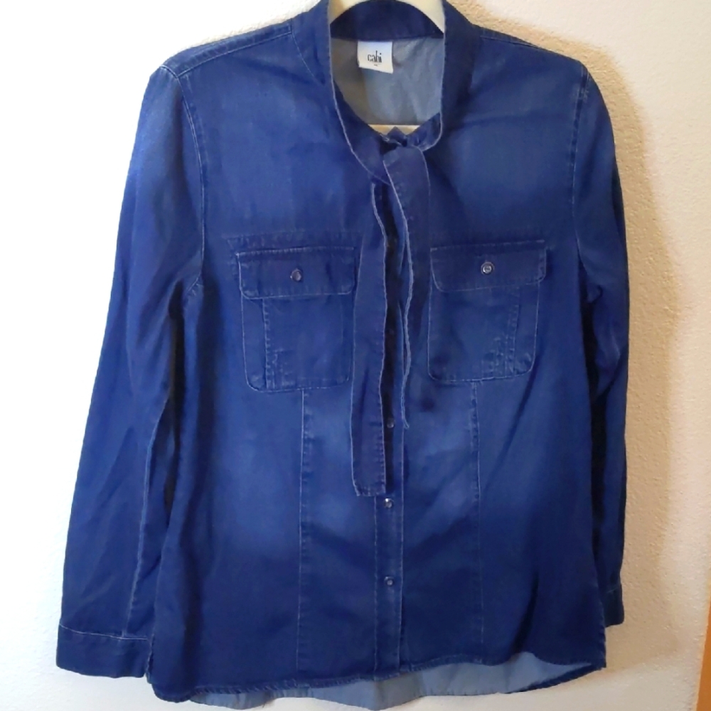 CAbi Women's Indigo Denim Light Jean Shirt Western Feminine Y2K 60's